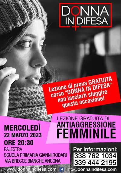 DONNA IN DIFESA Corso Antiaggressione Femminile 15 Marzo 2023 ore 20:30